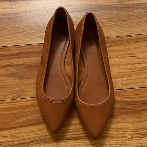 Frye Regina Women's Ballet Flat Size 7 Cognac Leather Pointed Toe Shoes - Picture 1 of 5